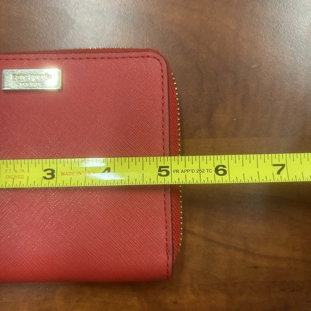 Kate Spade NY Laurel Way Darci Zip Around Wallet Cherry Red‎ Coin Case Saffiano